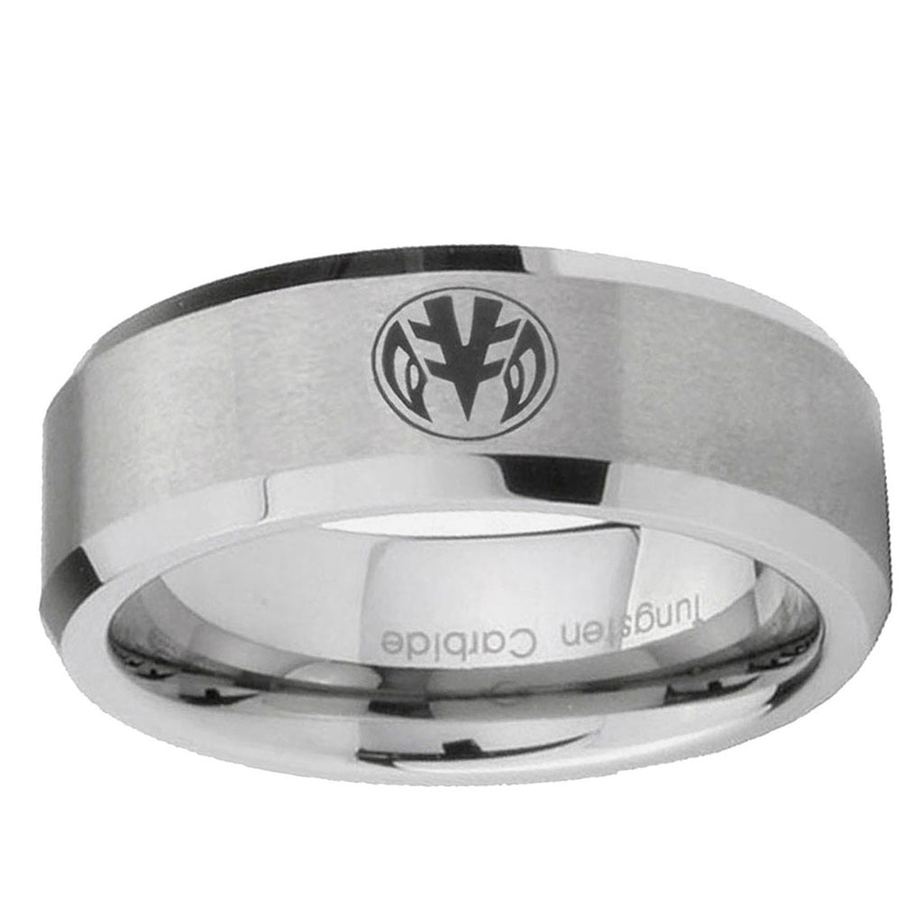 6MM Loave Power Rangers Beveled Brushed Gray Tungsten Wedding Band
