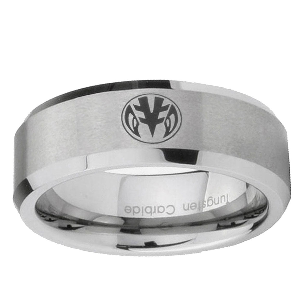6MM Loave Power Rangers Beveled Brushed Gray Tungsten Wedding Band
