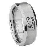 8mm Seeing Eye Beveled Edge Brushed Grey Tungsten Custom Mens Ring
