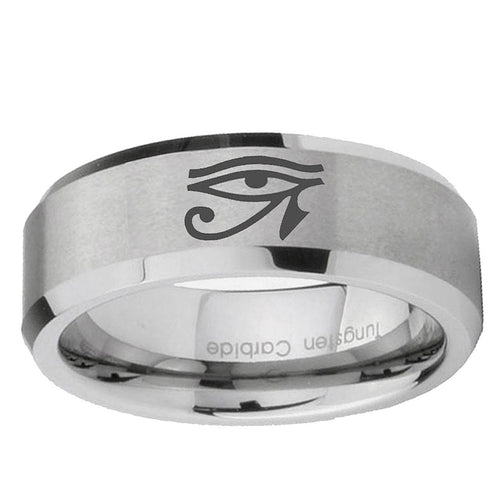 10mm Seeing Eye Beveled Edge Matte Grey Tungsten Ring