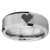 10mm-Beveled-Zelda-Heart-Mirror-Beveled-Edges-Matte-Grey-Tungsten-Carbide-Ring