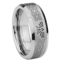 8MM Celtic Zelda Beveled Brushed Gray Tungsten Rings For Men