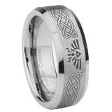 8mm Celtic Zelda Beveled Edge Brushed Grey Tungsten Engagement Ring