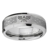 6, 8mm Celtic Zelda Beveled Edge Brushed Grey Tungsten Ring