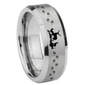 8MM Deer Hunting Beveled Brushed Gray Tungsten Wedding Band