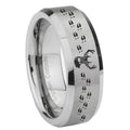 10mm Deer Antler Beveled Edges Matte Grey Tungsten Carbide Mens Ring Engraved