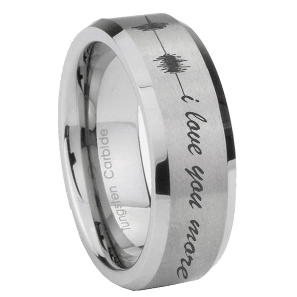 10mm-Sound-Wave,-I-love-you-more-Beveled-Matte-Grey-Tungsten-Wedding-Engagement-Ring