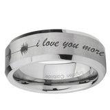 6, 8mm Sound Wave, I love you more Beveled Brushed Grey Tungsten Ring