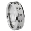 10mm Deer Tracks Beveled Edges Matte Grey Tungsten Carbide Anniversary Ring