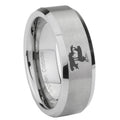 8MM Deer Hunting Gray Beveled Brushed Gray Tungsten Custom Ring