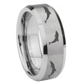 8MM Dolphins Beveled Brushed Gray Tungsten Rings For Men