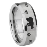 10mm-Bear-and-Paw-Beveled-Edges-Matte-Grey-Tungsten-Carbide-Engraved-Ring