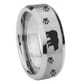 8MM Bear and Paw Beveled Brushed Gray Tungsten Rings For Men
