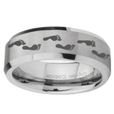 10mm-Foot-Print-Beveled-Edges-Matte-Grey-Tungsten-Carbide-Mens-Anniversary-Ring