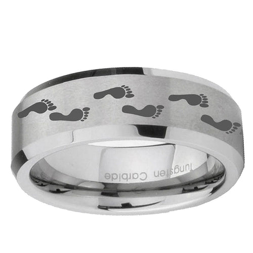 10mm Foot Print Beveled Edge Matte Grey Tungsten Ring