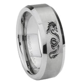 6, 8mm Dragon Beveled Edge Brushed Grey Tungsten Promise Ring
