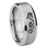 10mm Dragon Beveled Edges Matte Grey Tungsten Carbide Mens Engagement Band