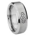 8MM Infinity Love Beveled Brushed Gray Tungsten Wedding Band