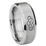 8mm Infinity Love Beveled Edge Brushed Grey Tungsten Rings for Men