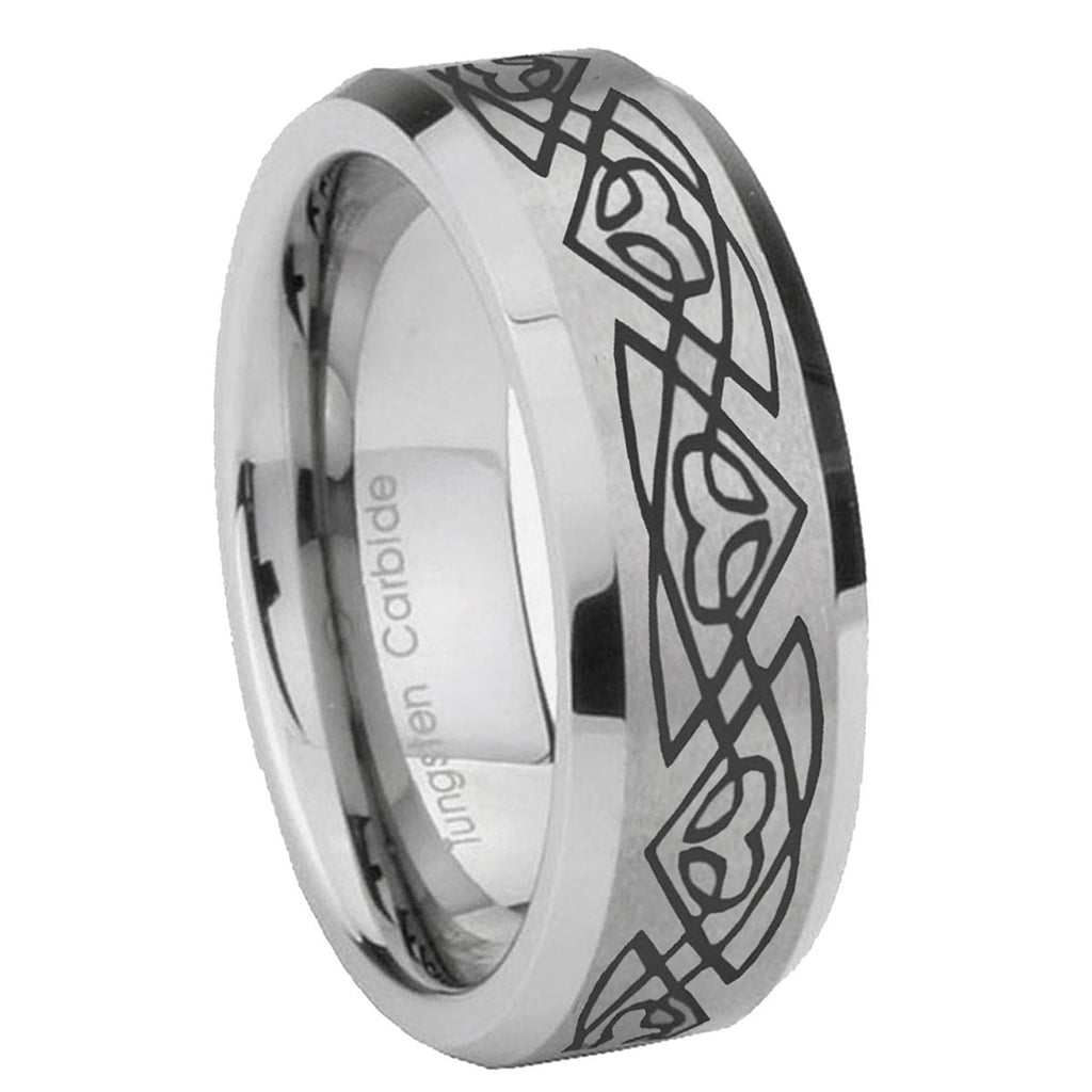 8MM Celtic Braided Beveled Brushed Gray Tungsten Band