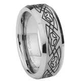 8mm Celtic Braided Bevel Edge Brushed Gray Tungsten Wedding Engagement Ring