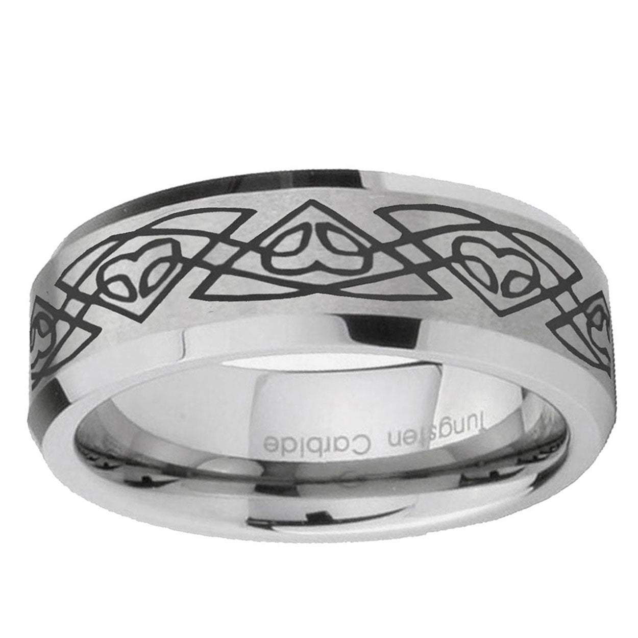 6MM Celtic Braided Beveled Brushed Gray Tungsten Band