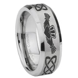 10mm Irish Claddagh Beveled Edges Matte Grey Tungsten Carbide Bands Ring