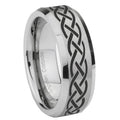 10mm Celtic Knot Beveled Edges Matte Grey Tungsten Carbide Mens Ring Engraved