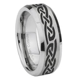 10mm-Celtic-Knot-Infinity-Love-Beveled-Edges-Matte-Grey-Tungsten-Carbide-Mens-Ring-Engraved