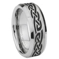 10mm Celtic Knot Infinity Love Beveled Edges Matte Grey Tungsten Carbide Mens Ring Engraved