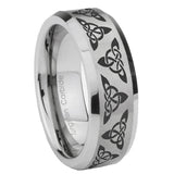 8mm Celtic Knot Bevel Edge Brushed Gray Tungsten Wedding Engagement Ring