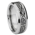 10mm Celtic Knot Dragon Beveled Edges Matte Grey Tungsten Carbide Men's Ring