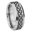 8MM Laser Celtic Knot Beveled Brushed Gray Tungsten Mens Ring