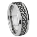 10mm Celtic Knot Love Beveled Edges Matte Grey Tungsten Carbide Mens Ring Engraved
