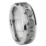 8mm Celtic Knot Heart Bevel Edge Brushed Gray Tungsten Wedding Engagement Ring