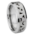 10mm Flying Geese Hunting Beveled Edges Matte Grey Tungsten Carbide Mens Ring Engraved