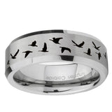 10mm Flying Geese Hunting Beveled Edge Matte Grey Tungsten Ring