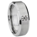 8MM Stigma Sangrando Berserk Inspired Beveled Brushed Gray Tungsten Wedding Band