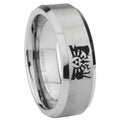 8MM Zelda Link Beveled Brushed Gray Tungsten Wedding Band