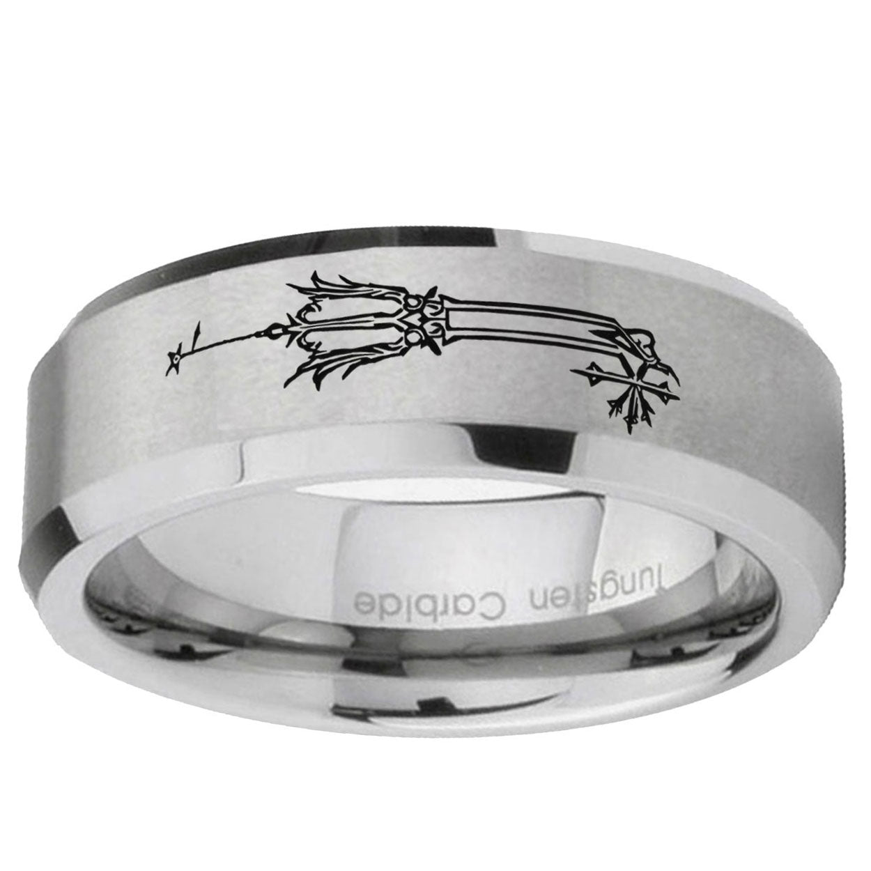 6MM Geekery Oathkeeper Kingdom Hearts Beveled Brushed Gray Tungsten Wedding Band
