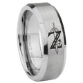 8MM Zelda Breath Of The Wild Beveled Brushed Gray Tungsten Wedding Band
