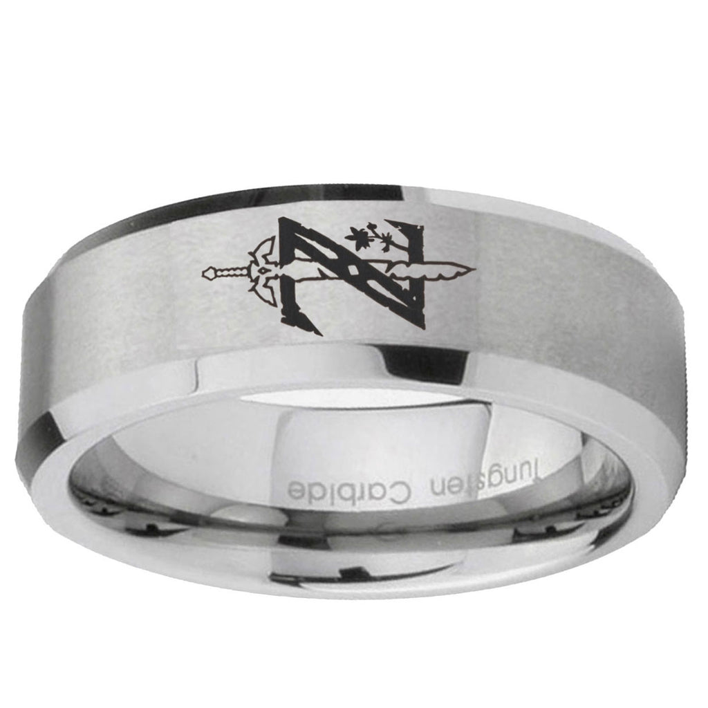 6MM Zelda Breath Of The Wild Beveled Brushed Gray Tungsten Wedding Band