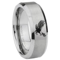 8MM Flying American Eagle Beveled Brushed Gray Tungsten Wedding Band
