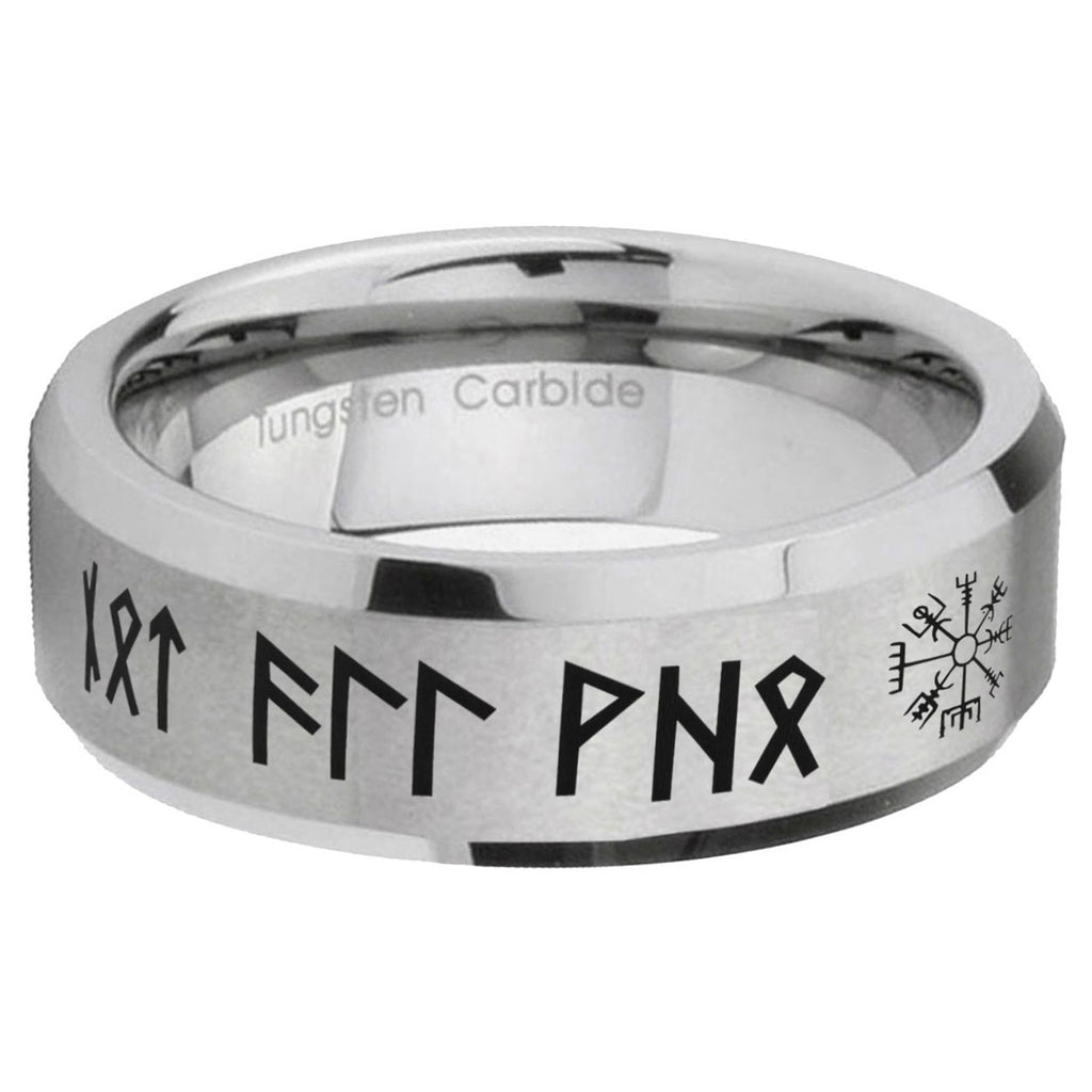 6MM Viking Beveled Brushed Gray Tungsten Wedding Band
