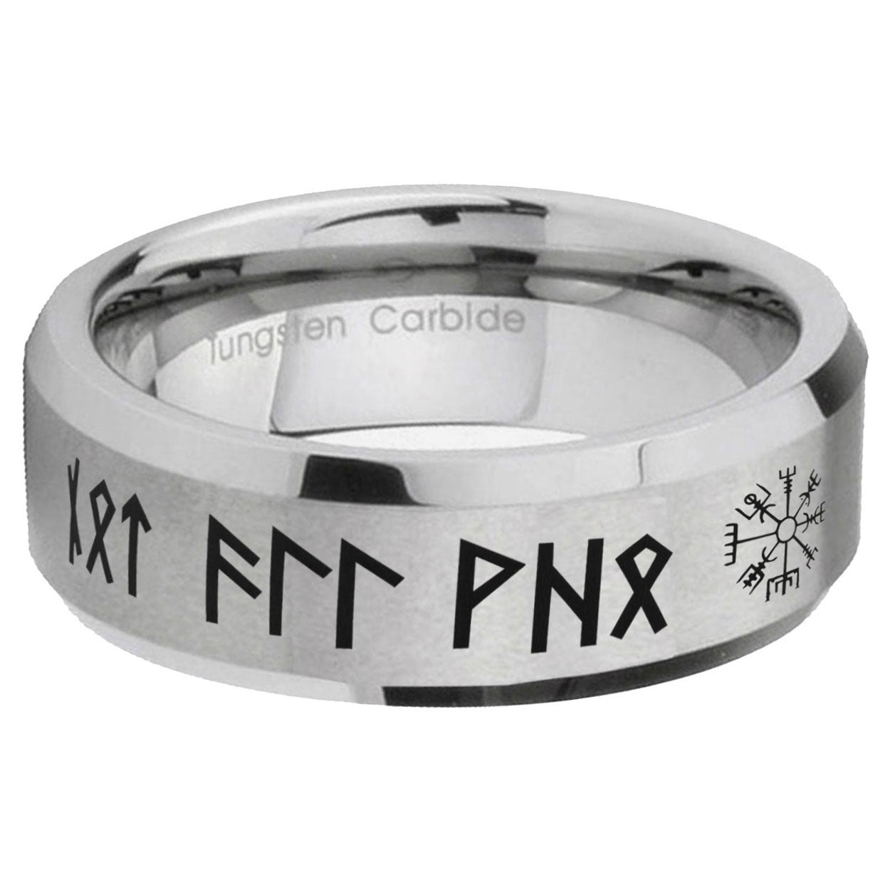 6MM Viking Beveled Brushed Gray Tungsten Wedding Band
