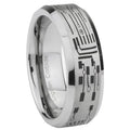 8MM Circuit Board Beveled Brushed Gray Tungsten Wedding Band