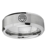6, 8mm Black Lantern Beveled Edge Brushed Grey Comfort Band Ring