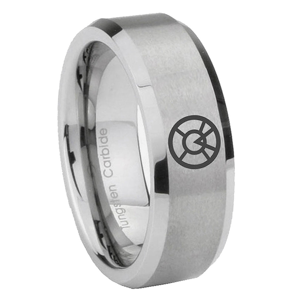 8MM Orange lantern Beveled Brushed Gray Tungsten Wedding Band