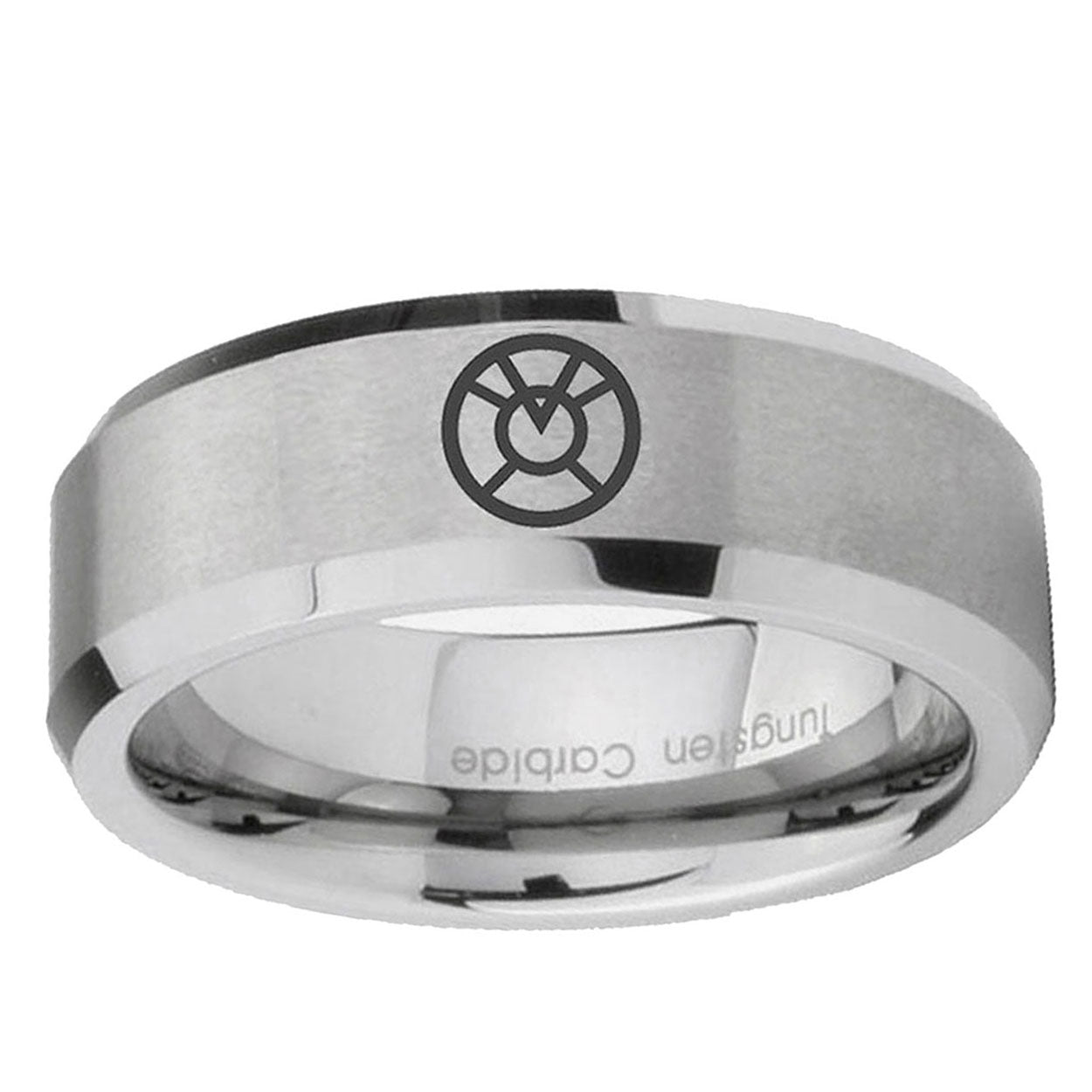 6MM Orange lantern Beveled Brushed Gray Tungsten Wedding Band