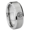 8MM Silver Lantern Beveled Brushed Gray Tungsten Wedding Band
